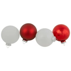 Northlight 96ct Red And White 3-Finish Christmas Glass Ball Ornaments 3.25" (80mm)