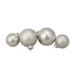 Northlight 96ct Silver Shiny And Matte Glass Ball Christmas Ornaments - 3.25"