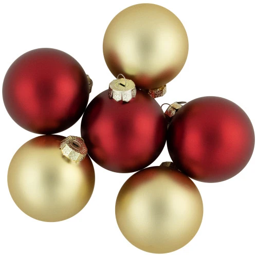 Northlight 72ct Red And Gold Matte Glass Christmas Ball Ornaments 4" (100mm) - Image 3