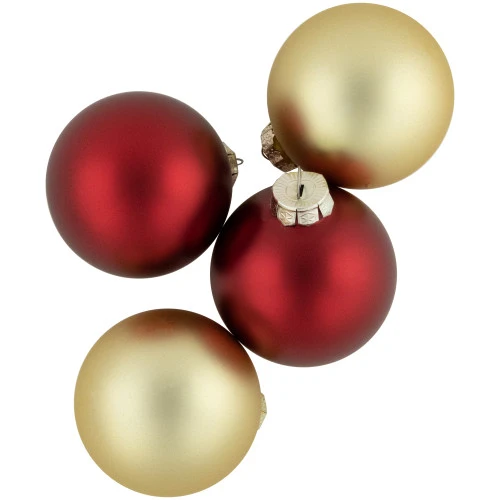 Northlight 72ct Red And Gold Matte Glass Christmas Ball Ornaments 4" (100mm) - Image 4