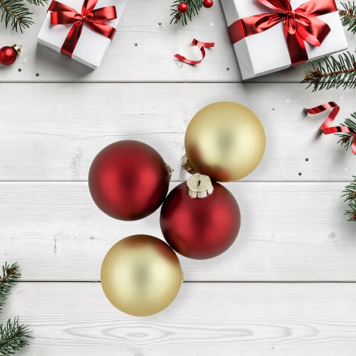 Northlight 72ct Red And Gold Matte Glass Christmas Ball Ornaments 4" (100mm) - Image 2