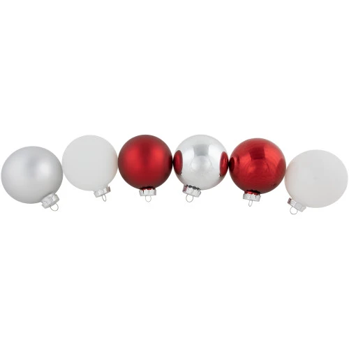 Northlight 72ct Red, Silver And White Shiny And Matte Glass Ball Christmas Ornaments 3.25-4" - Image 3