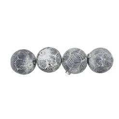 Northlight 4ct White And Gray Antique Glass Christmas Ball Ornaments 4" (100mm)