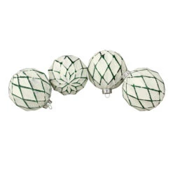 Northlight 4ct Emerald Green And White Matte Christmas Ball Ornaments 4" (100mm)