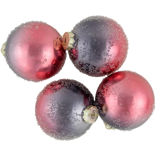 Northlight 4ct Pink And Grey Ombre Hand Blown Textured Glass Ball Christmas Ornaments 3.25" (80mm)