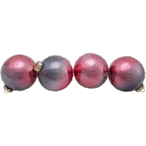 Northlight 4ct Pink And Grey Ombre Hand Blown Textured Glass Ball Christmas Ornaments 3.25" (80mm) - Image 3