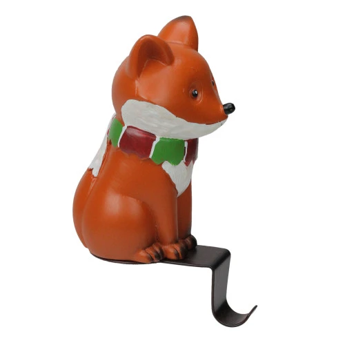 Northlight 9" Standing Fox Wearing A Striped Scarf Christmas Stocking Holder - Image 2
