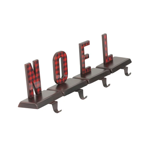 Northlight Set Of 4 Red And Black Buffalo Plaid "NOEL" Christmas Stocking Holder 6 - Image 2