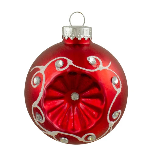 Northlight 6ct Red And Silver Retro Reflector Matte Glass Christmas Ball Ornament Set 3.25" (82mm) - Image 2