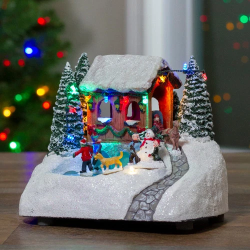 Northlight 7.5" White Lighted LED Musical Christmas Ice Skating Village Tabletop Decor - Image 2