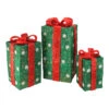 Northlight Set Of 3 Lighted Tall Green Gift Boxes With Red Bows Christmas Outdoor Decorations 18"