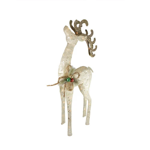 Northlight 46.5" Lighted Brown And Ivory Reindeer Outdoor Christmas Decoration - Image 2