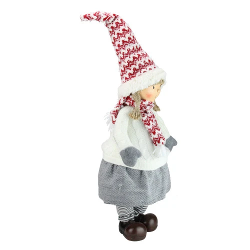 Northlight 24" White And Gray Young Girl Gnome Christmas Tabletop Decor - Image 3