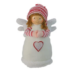 Northlight 10.5" White And Red Angel Boy With Heart Christmas Tabletop Figurine