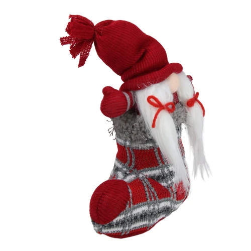 Northlight 10" Red And Gray Isolde Gnome Christmas Stocking Tabletop Figurine - Image 3