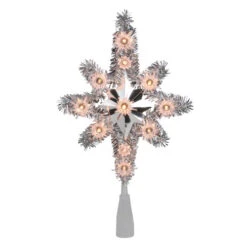 Northlight 11" Silver Lighted Tinsel Star Of Bethlehem Christmas Tree Topper - Clear Lights