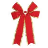 Northlight 24" X 38" Red 4-Loop Velveteen Christmas Bow With Gold Trim