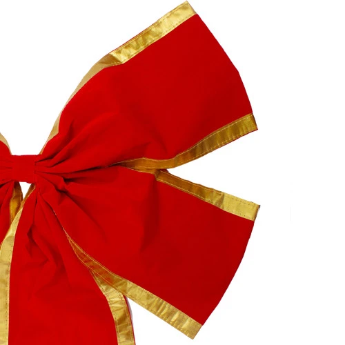 Northlight 24" X 38" Red And Gold 4-Loop Velveteen Christmas Bow Decoration - Image 3