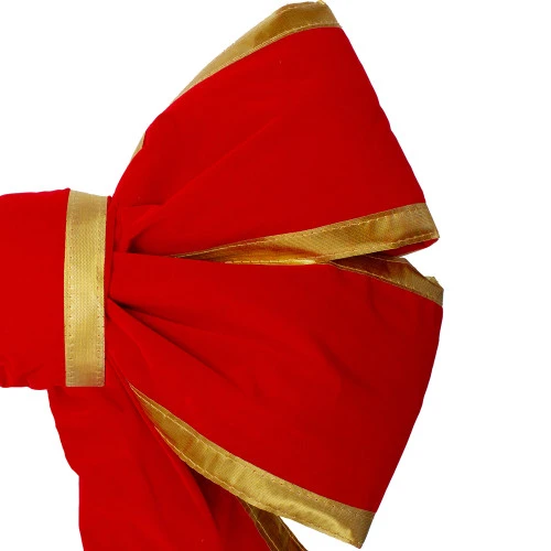 Northlight 18" X 28" Giant Red 3D 4-Loop Velveteen Christmas Bow With Gold Trim - Image 2
