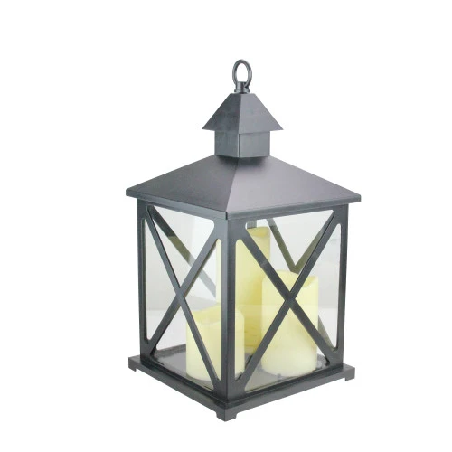 Northlight 12.5" Black Candle Lantern With 3 Flameless LED Candles - Image 3
