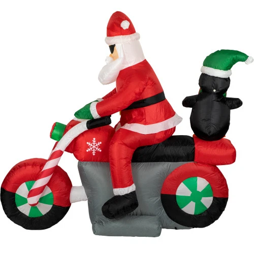 Northlight 5' Inflatable Lighted Santa And Penguin On Motorcycle Outdoor Christmas Decoration - Image 3