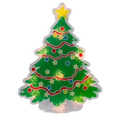 Northlight 12.5" Lighted Holographic Christmas Tree Window Silhouette Decor
