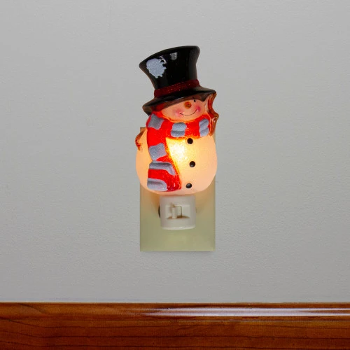 Northlight 6" Beaded Snowman With Top Hat Christmas Night Light - Image 2