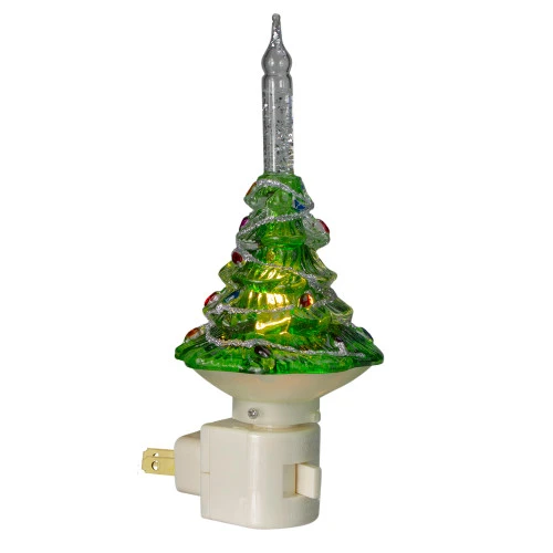 Northlight 6.5" Green And White Christmas Tree Bubble Night Light - Image 2