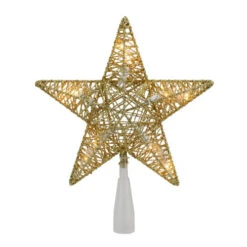 Northlight 9.5" Lighted 5 Point Gold Wire Star Christmas Tree Topper - Clear Lights