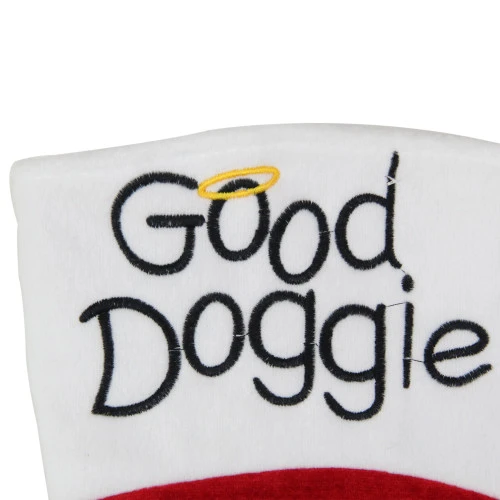Northlight 19" Red And White Embroidered Halo "Good Doggie" Christmas Stocking With Cuff - Image 2