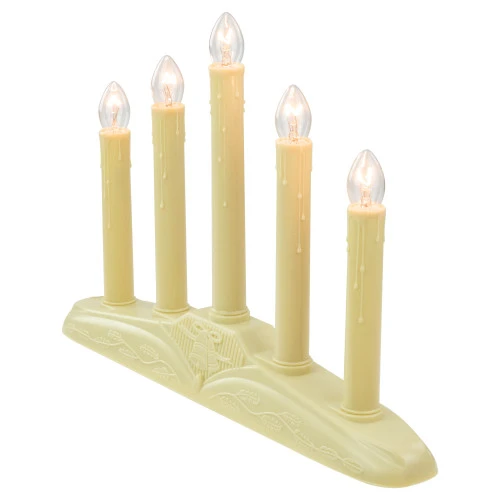 Northlight 14.5" Ivory 5-Lights Christmas Chandelier On Holly Berry And Bell Base Candle Lamp - Image 5