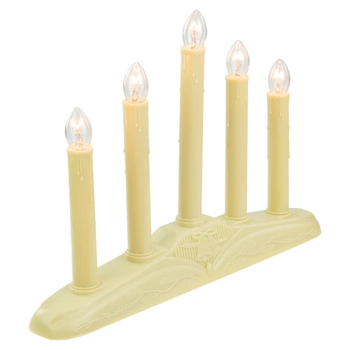 Northlight 14.5" Ivory 5-Lights Christmas Chandelier On Holly Berry And Bell Base Candle Lamp - Image 3