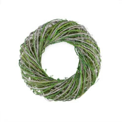Northlight Moss Twig Artificial Wreath, Green And White 14-Inch