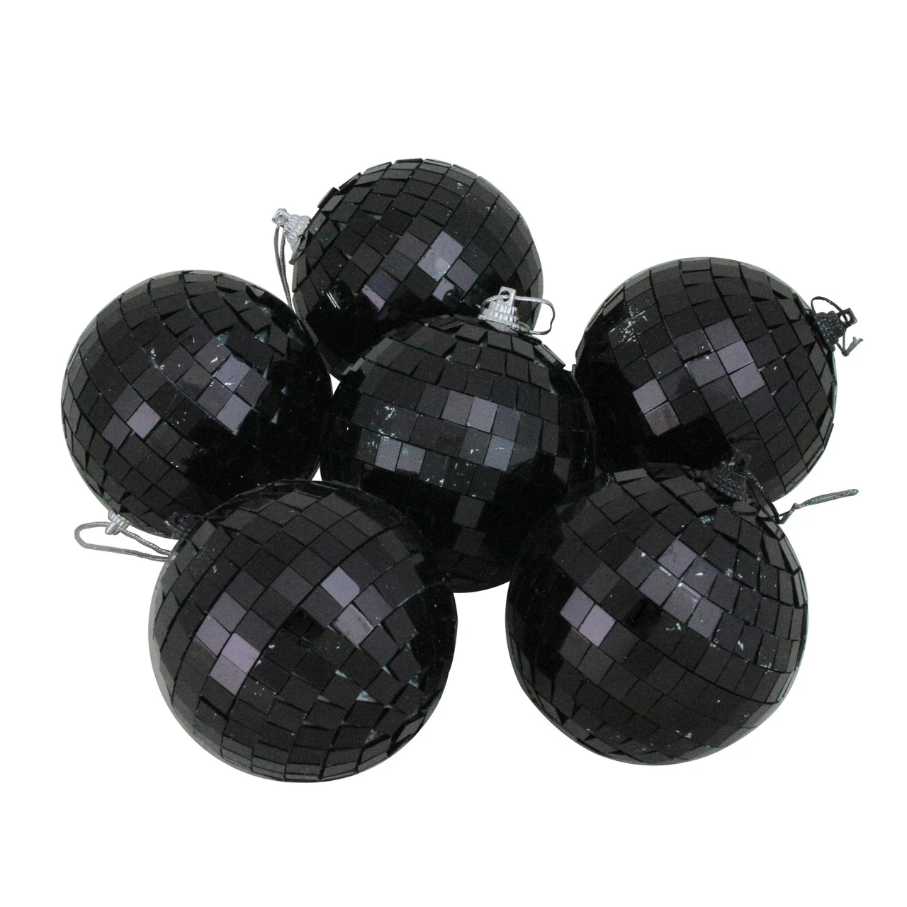 Northlight 6ct Black Disco Shatterproof Christmas Ball Ornaments 3.25" (80mm)