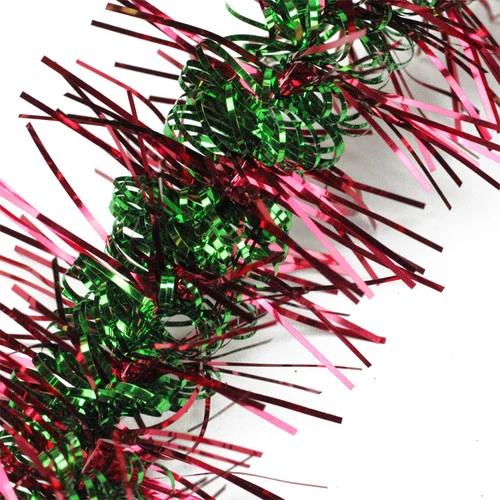 Northlight 50' X 3" Red And Green Spiral Center Christmas Tinsel Garland - Unlit - Image 2