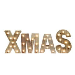 Northlight 26.5" Brown Battery Operated LED Lighted "XMAS" Wall Decor