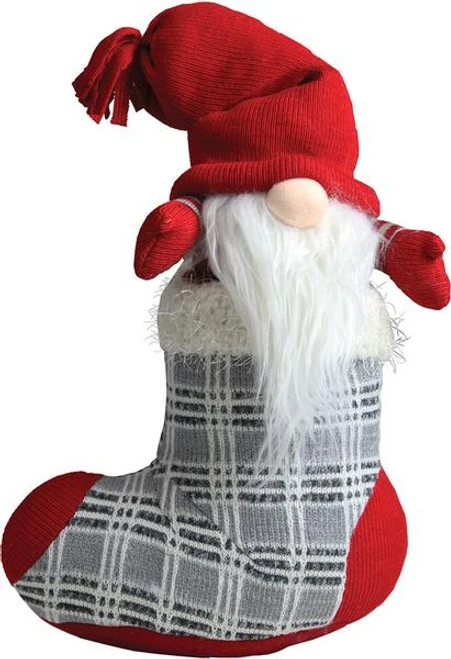 Northlight 10" Gray And Red Tristan Gnome In Christmas Stocking Tabletop Figure - Image 4