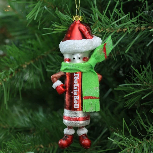 Northlight 6" Red And Green Tootsie Roll Chewy Chocolate Candy Glass Christmas Ornament - Image 4