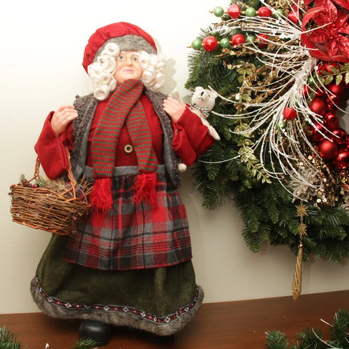 Northlight 24" Red And Green Standing Mrs. Claus Christmas Figurine With Basket - 31459822 - Image 2