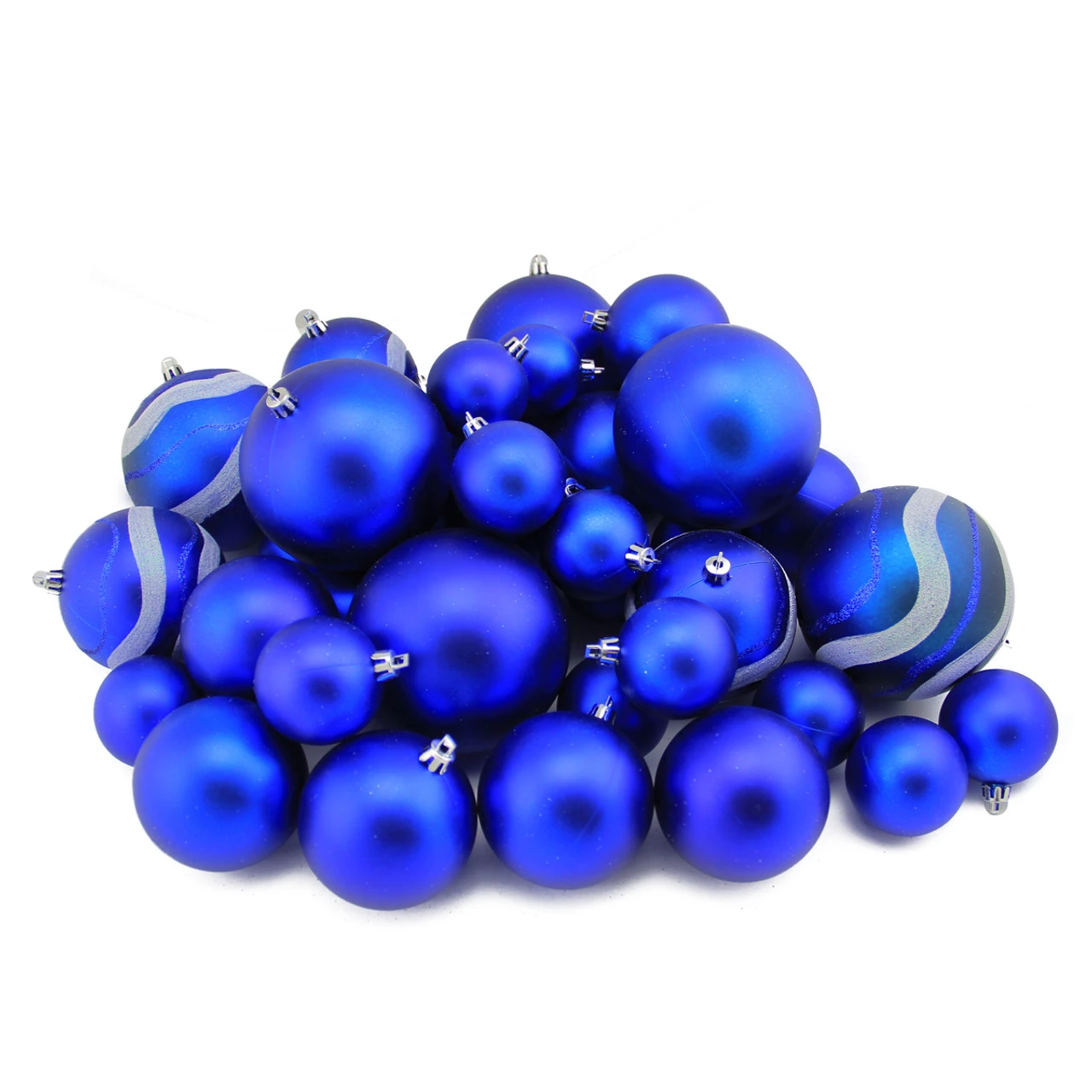 Northlight 39ct Royal Blue Shatterproof 2-Finish Christmas Ball Ornaments 4" (100mm)