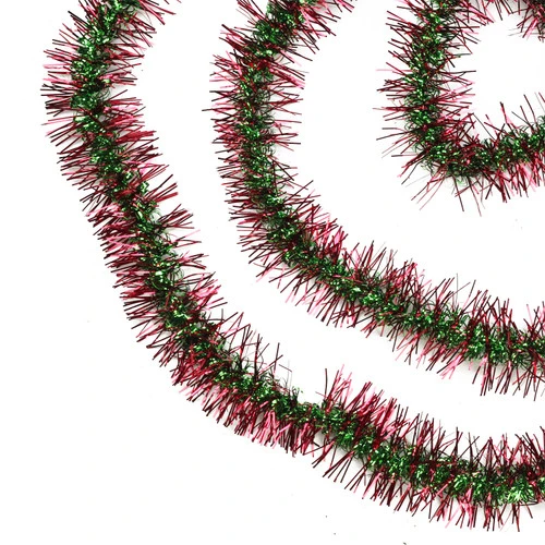 Northlight 50' X 3" Red And Green Spiral Center Christmas Tinsel Garland - Unlit