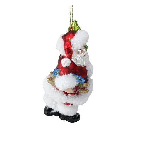 Northlight 6” White And Red Glitter Accented Santa Claus Glass Christmas Ornament - Image 2