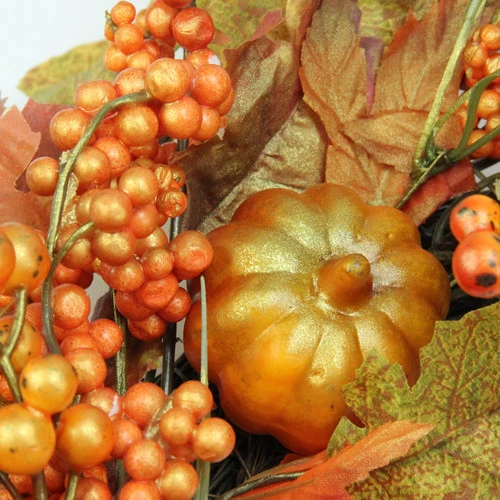 Northlight Autumn Leaves, Pumpkins And Berries Artificial Thanksgiving Wreath, 22-Inch, Unlit - Image 3