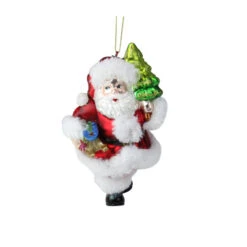 Northlight 6” White And Red Glitter Accented Santa Claus Glass Christmas Ornament