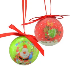 Northlight 10ct Red And Green Shatterproof Santa With Reindeer Decoupage Christmas Ball Ornaments 1.75" (40mm)