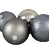 Northlight 4ct Pewter Gray Shatterproof 4-Finish Christmas Ball Ornaments 6" (150mm)