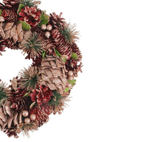 Northlight 13.75" Fandango Pink Pine Cones And Berries Artificial Christmas Wreath - Unlit - Image 2