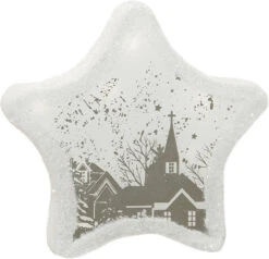 Northlight 8" Pre-Lit White LED Sparkle Star Winter Scene Christmas Tabletop Decor