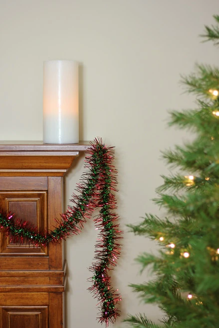 Northlight 50' X 3" Red And Green Spiral Center Christmas Tinsel Garland - Unlit - Image 3