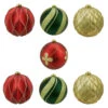 Northlight 7ct Red And Green Shatterproof 3-Finish Christmas Ball Ornaments 6" (150mm)